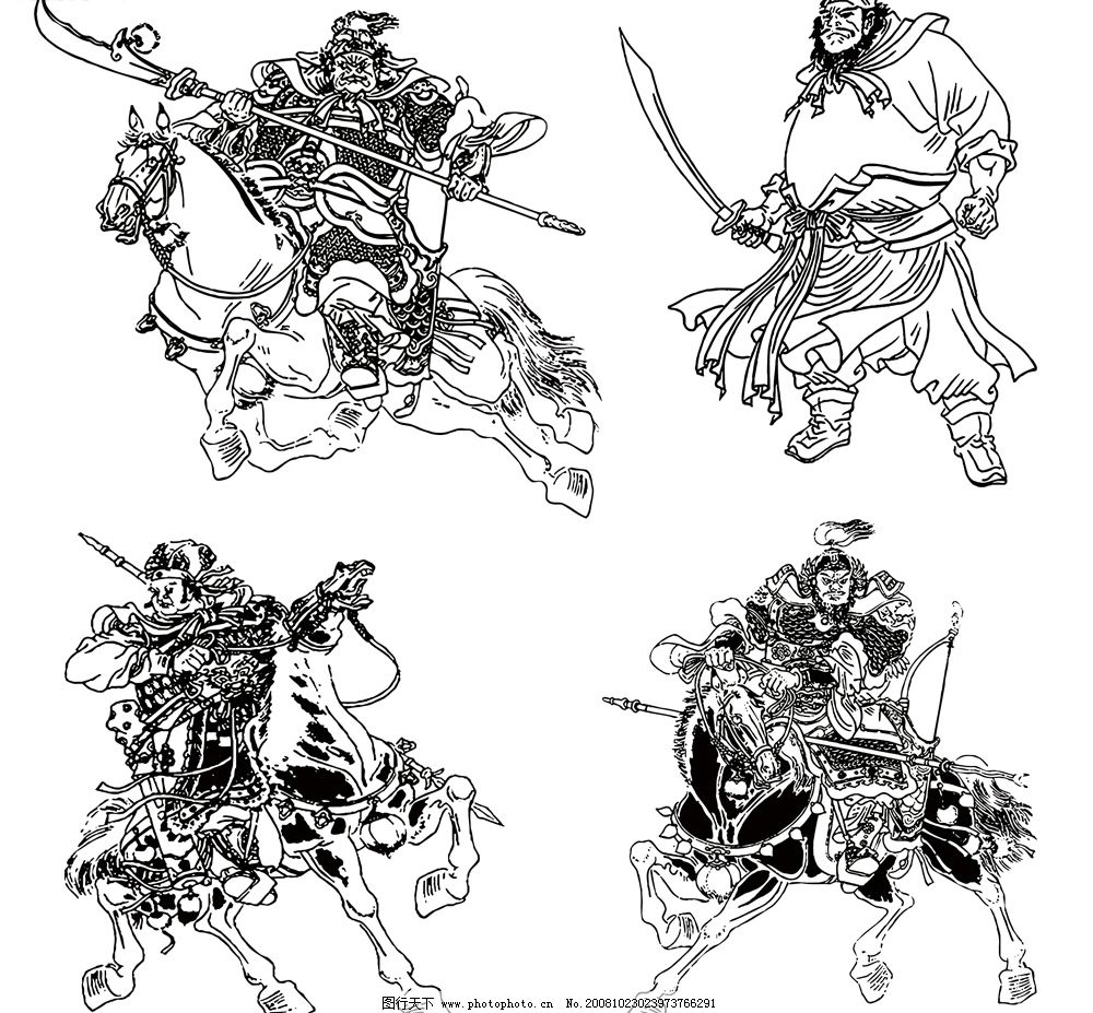 水浒人物108将_白描风格图片