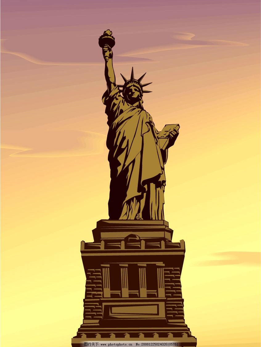 美国自由女神 风景名胜 矢量图库图片