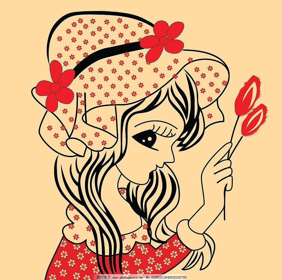 执花女孩 卡通女孩 戴帽子的女孩 矢量人物 儿童幼儿 卡通 矢量图库