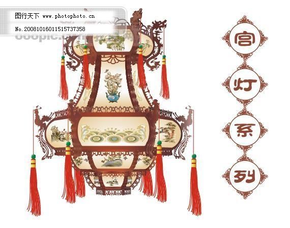 彩绘 传统文化 灯笼 雕刻艺术 凤凰 工艺品 宫灯 花纹 画 角花 中国