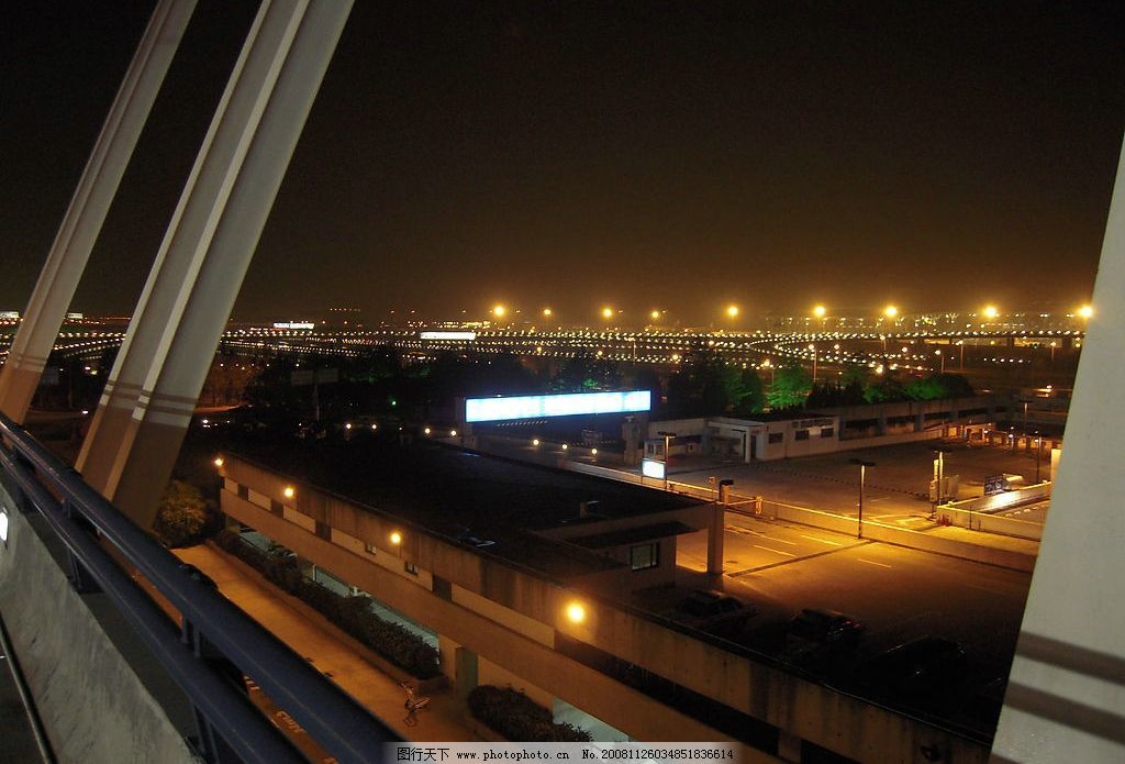 浦东机场夜景 灯 房子 夜景 自然景观 自然风景 摄影图库 300dpi jpg