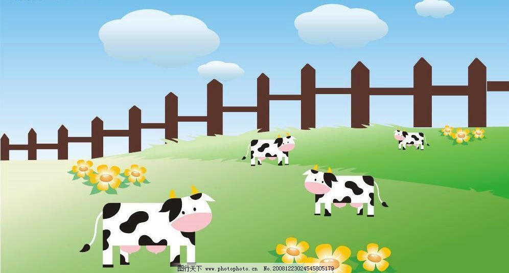 牧场奶牛的简笔画